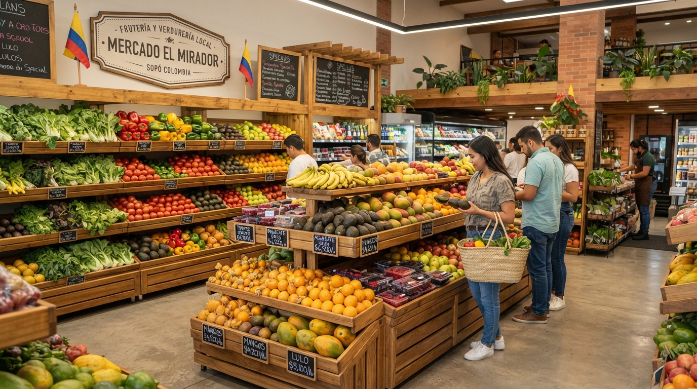 Interior cálido y colorido de Supermercado Selecto en Sopó
